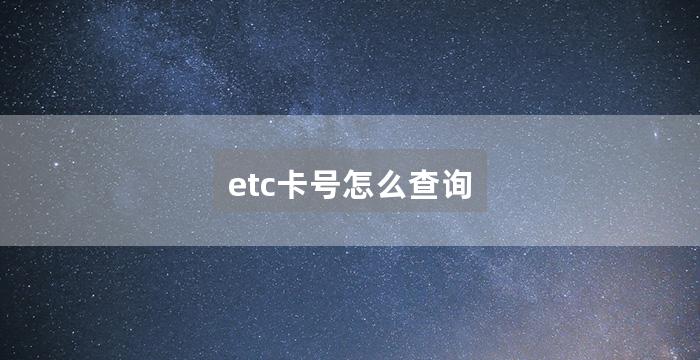 etc卡号怎么查询