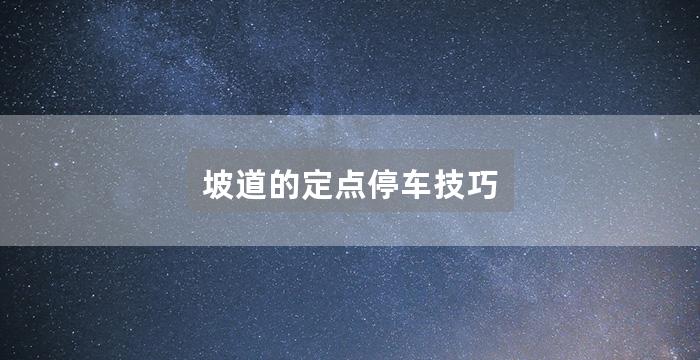 坡道的定点停车技巧