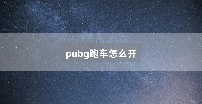 pubg跑车怎么开