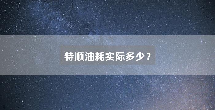 特顺油耗实际多少？