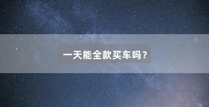 一天能全款买车吗？