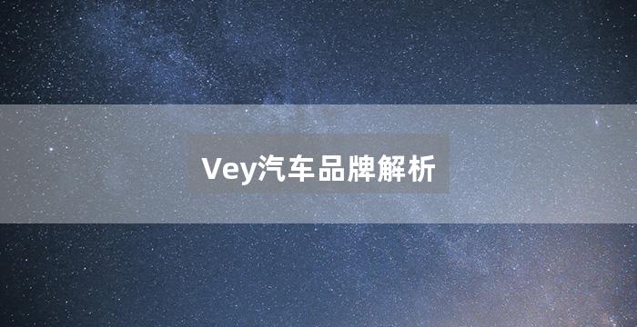 Vey汽车品牌解析