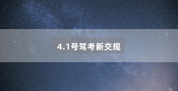 4.1号驾考新交规