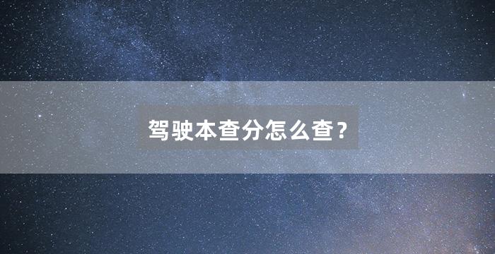 驾驶本查分怎么查？