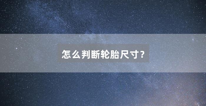 怎么判断轮胎尺寸？