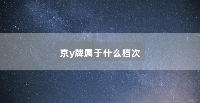 京y牌属于什么档次