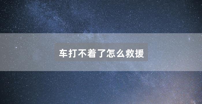 车打不着了怎么救援