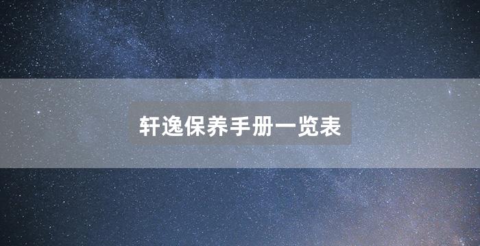 轩逸保养手册一览表