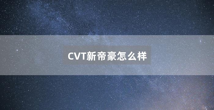 CVT新帝豪怎么样