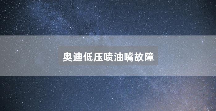 奥迪低压喷油嘴故障